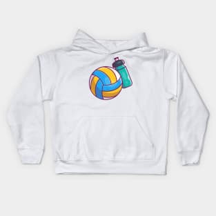 Volley ball with bottle cartoon Kids Hoodie